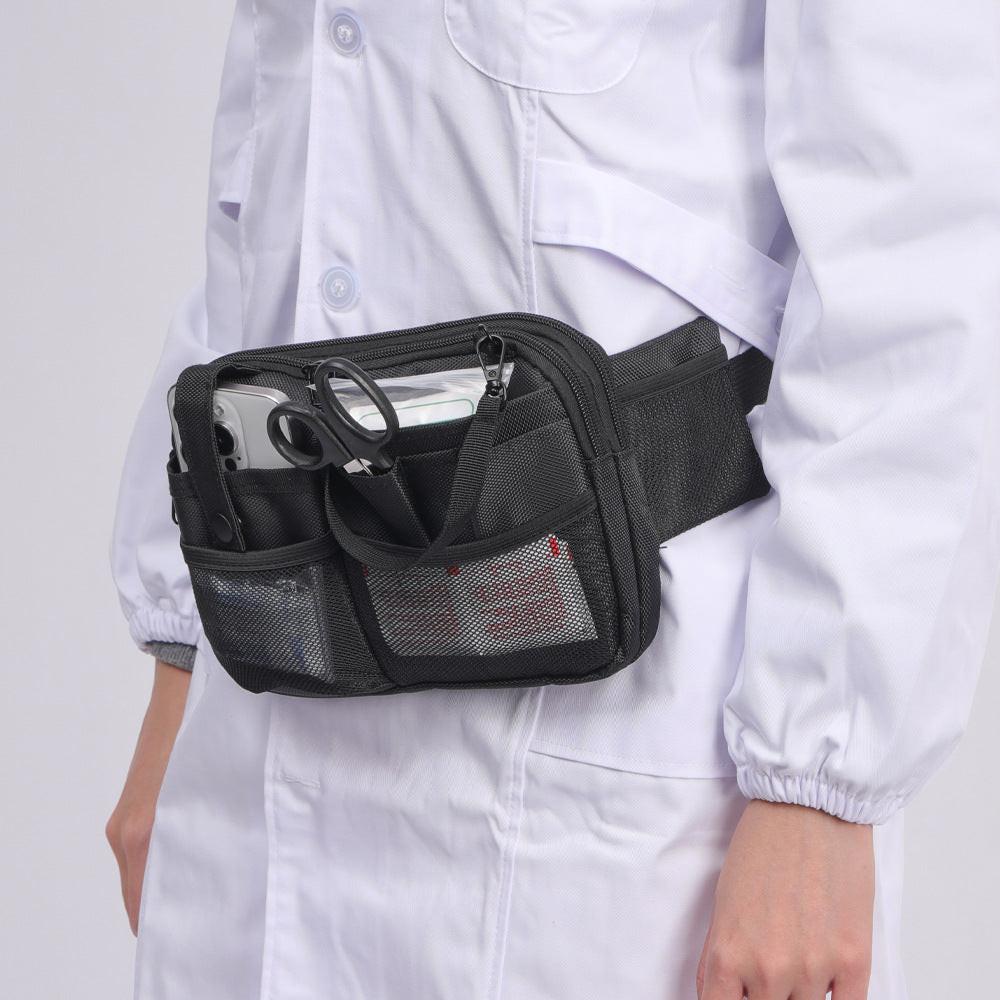 Dark Blue Nurse Utility Belt Bag - Multi-Pocket Medical Organizer Waist Pack for Tools & Essentials.