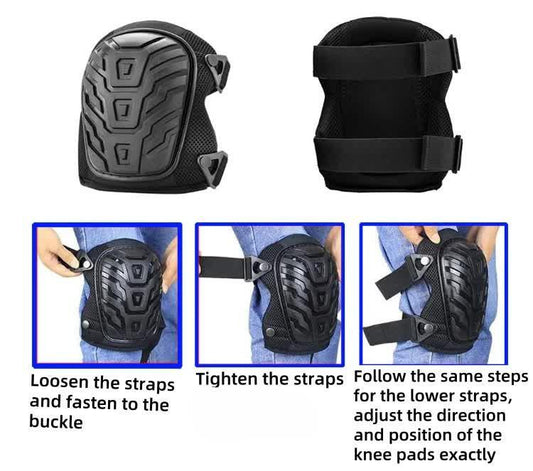 1 Pair Red Professional Hard Shell Knee Pads - Heavy Duty Protection for Work, Construction, Gardening & Outdoor Sports.