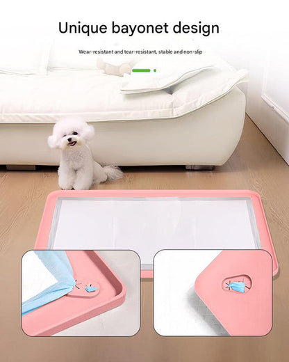 Pink Reusable Silicone Pet Pee Pad Holder - Non-Slip Training Tray with Spill-Proof Edges for Dogs & Puppies(62cm x 42cm)