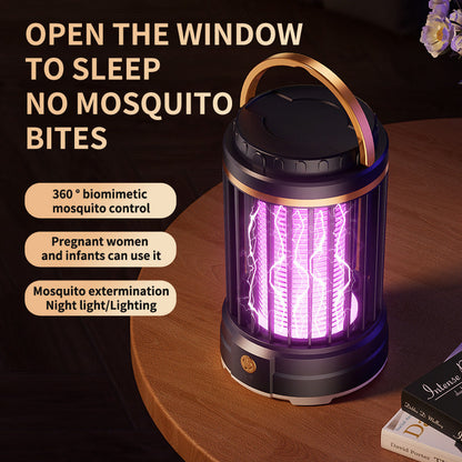 White Portable 3-in-1 Electric Mosquito Zapper Lamp - UV Bug Killer, Warm Night Light & Bright Lantern, USB Plug-in use