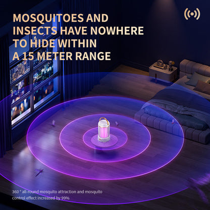 White Portable 3-in-1 Electric Mosquito Zapper Lamp - UV Bug Killer, Warm Night Light & Bright Lantern, USB Plug-in use