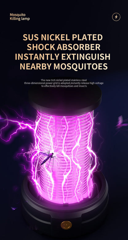 White Portable 3-in-1 Electric Mosquito Zapper Lamp - UV Bug Killer, Warm Night Light & Bright Lantern, USB Plug-in use