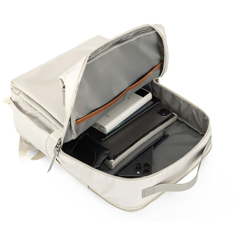 Black Slim Minimalist Laptop Backpack - Shockproof & Anti-Theft Design, Travel-Friendly with Luggage Strap, Water-Resistant