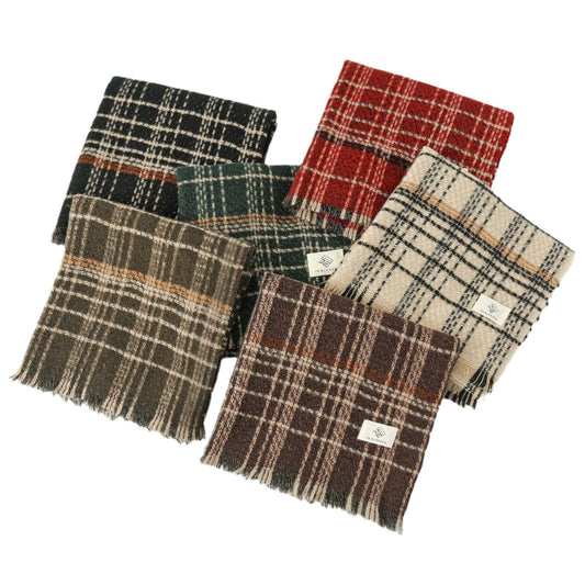 Black Chic Plaid Winter Scarf - Large Soft Polyester Shawl Wrap with Tassels, Korean Inspired Fashion