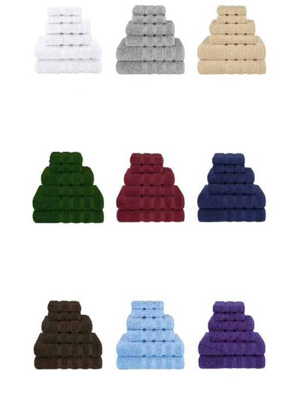 Light Blue Luxury 6-Piece Combed Cotton Towel Bale Set - Ultra Soft & Absorbent Bath, Hand, Face Towels
