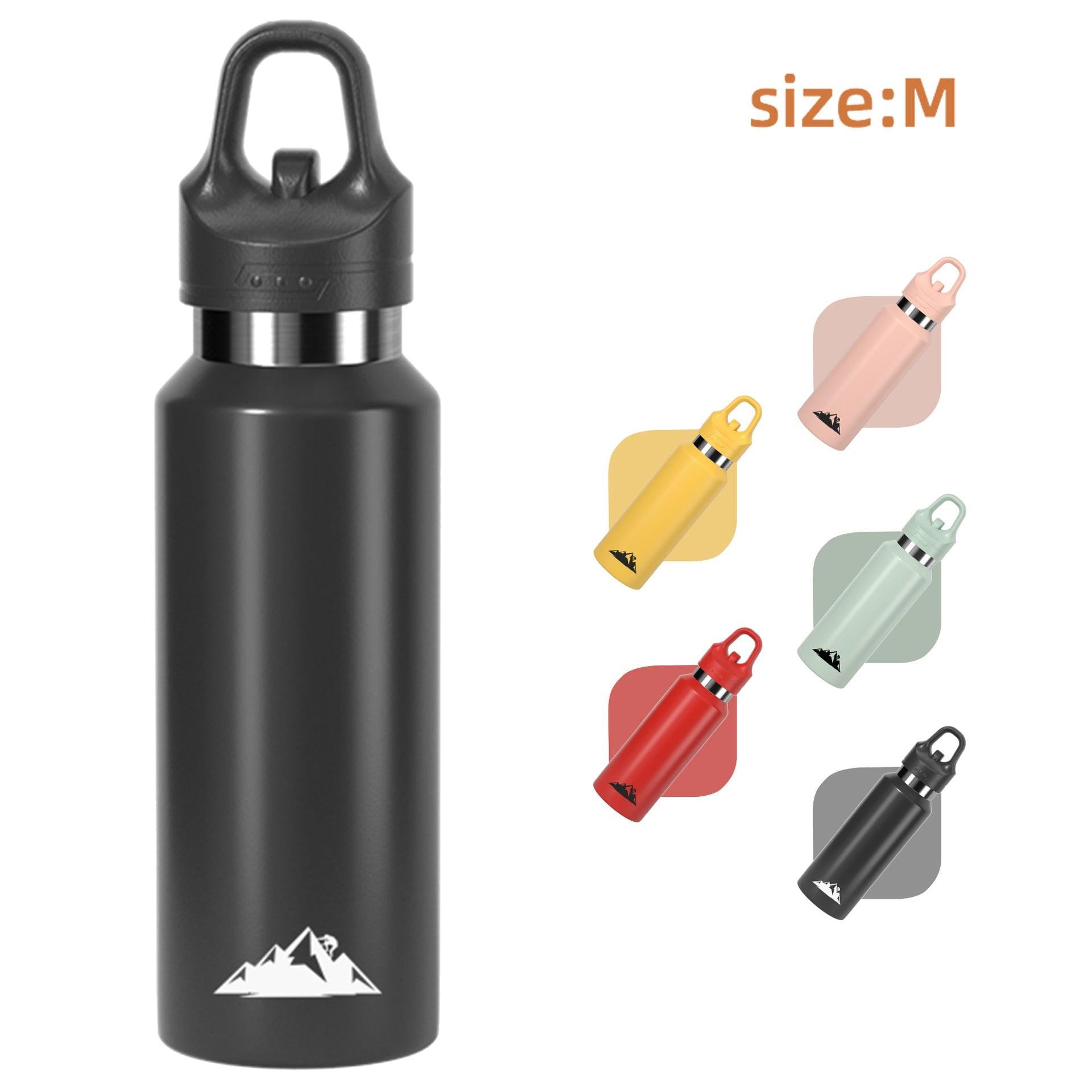 Black 480ml Insulated Stainless Steel Water Bottle - Leakproof One-Click Lid Thermal Flask for Hot & Cold Drinks.