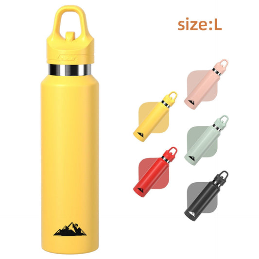Yellow 480ml Insulated Stainless Steel Water Bottle - Leakproof One-Click Lid Thermal Flask for Hot & Cold Drinks.