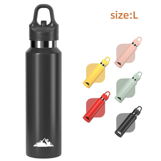 Black 680ml Insulated Stainless Steel Water Bottle - Leakproof One-Click Lid Thermal Flask for Hot & Cold Drinks.