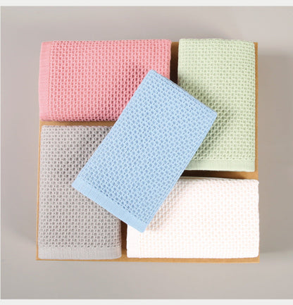 Brown Premium 3-Piece Waffle Weave Cotton Towel Set - Lightweight, Quick-Dry & Absorbent - Bath, Hand, Face Cloth