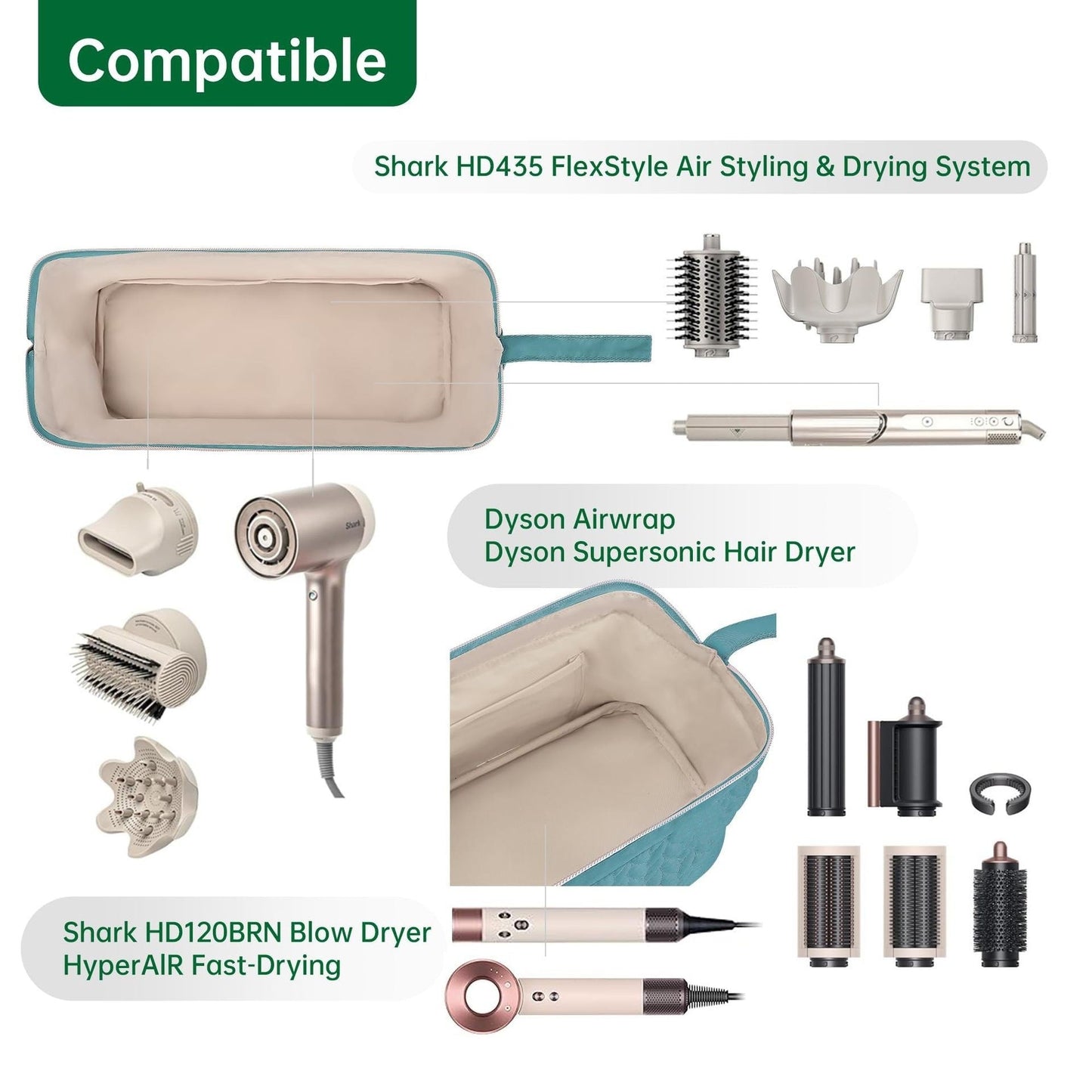 Black Hair Styler Travel Case - Protective Storage Organizer Bag for Dryer, Curling Iron & Accessories