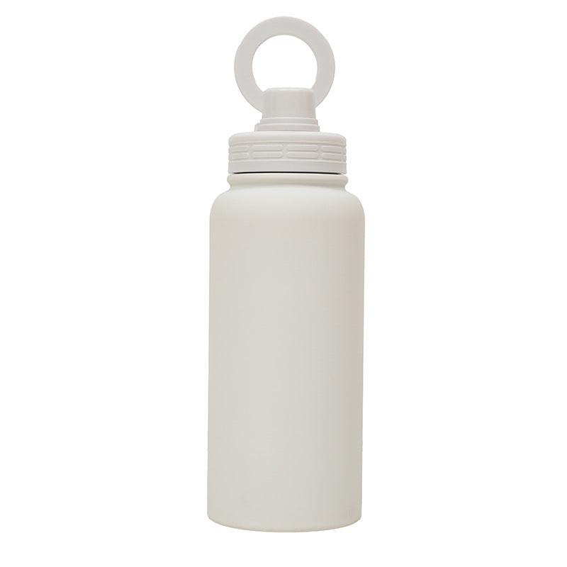 White Premium 35oz Stainless Steel Insulated Sports Bottle with Magnetic Phone Holder Lid.