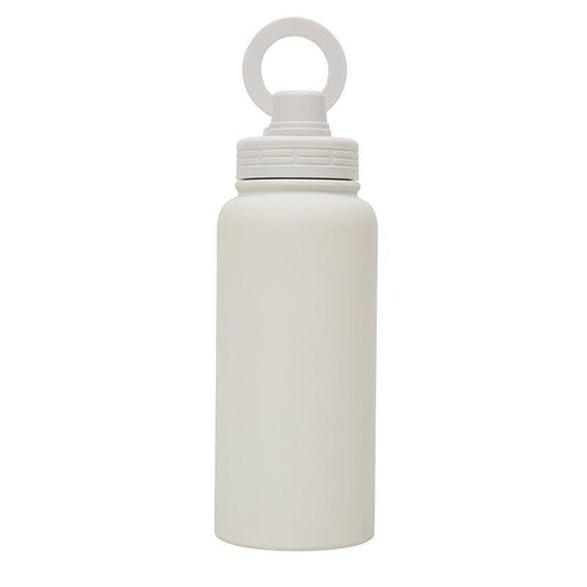 White Premium 35oz Stainless Steel Insulated Sports Bottle with Magnetic Phone Holder Lid.