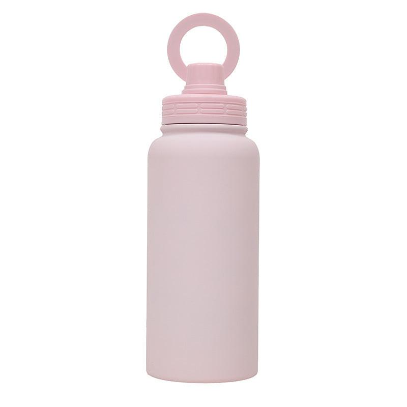 Pink Premium 35oz Stainless Steel Insulated Sports Bottle with Magnetic Phone Holder Lid.
