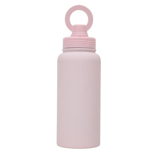 Pink Premium 35oz Stainless Steel Insulated Sports Bottle with Magnetic Phone Holder Lid.