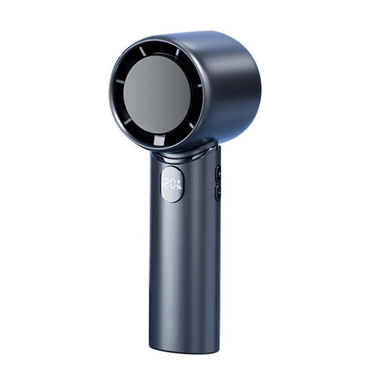 Blue Mini Bladeless Handheld Fan - USB Rechargeable, Quiet Portable Desk Fan.