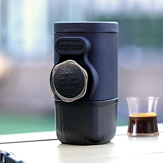 Portable Hand-Press Espresso Maker - Compact Capsule & Powder Coffee Machine.
