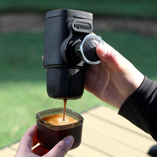 Portable Hand-Press Espresso Maker - Compact Capsule & Powder Coffee Machine.