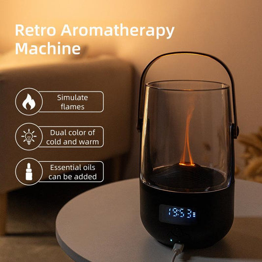 Creative Retro Flame Essential Oil Diffuser - Portable Humidifier for Office, Bedroom & Camping.