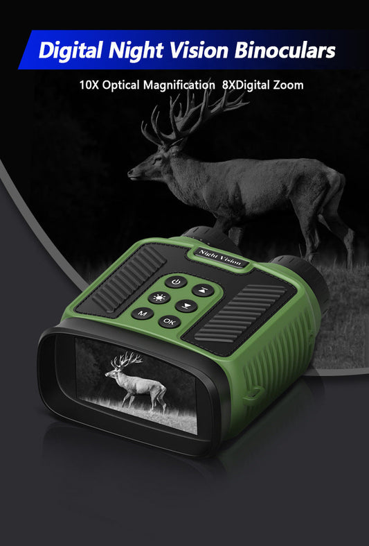 Green 4K Ultra HD Digital Night Vision Binoculars - Infrared Scope for Hunting & Outdoor Observation.
