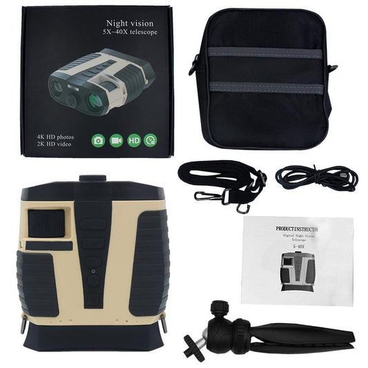 Black HD Digital Night Vision Binoculars - High Magnification Infrared Scope with Color Night View.