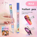 Blue 0.7mm Nail Art Doodle Pen 12 Sticks- Single Color Acrylic Marker for Nail Design, No-Bake.