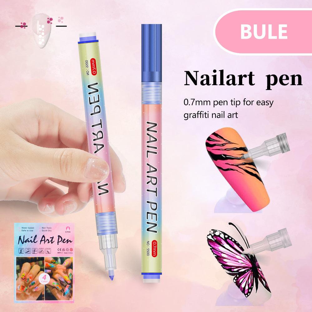 Blue 0.7mm Nail Art Doodle Pen 12 Sticks- Single Color Acrylic Marker for Nail Design, No-Bake.