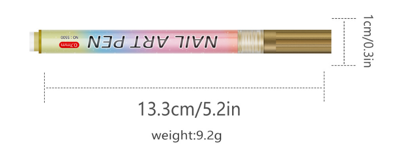Blue 0.7mm Nail Art Doodle Pen 12 Sticks- Single Color Acrylic Marker for Nail Design, No-Bake.
