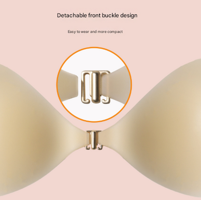 Size M [B cup] Two Pairs Light Skin Colour Heart-Shaped Silicone Breast Sticker - Thin Invisible Push-Up for Small Chest Enhancement