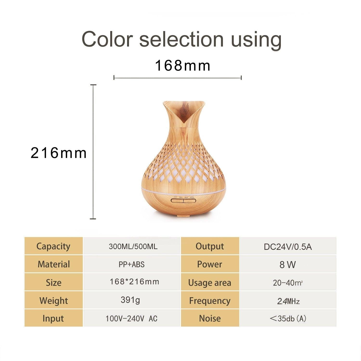 Blue Crack 500ml Wood-Grain Essential Oil Aroma Diffuser with Lattice Design and Humidifier.