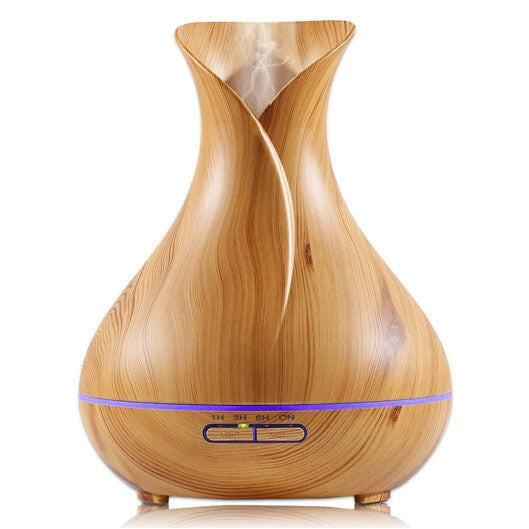 Wood Grain 500ml Wood-Grain Essential Oil Aroma Diffuser with Lattice Design and Humidifier.