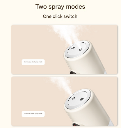 Beige ortable Desktop Dual-Spray Humidifier with Air Purification for Office and Bedroom.
