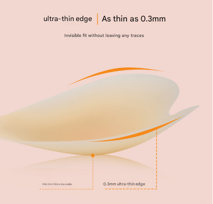 Size S [A cup] Two Pairs Pink Skin Colour Heart-Shaped Silicone Breast Sticker - Thin Invisible Push-Up for Small Chest Enhancement
