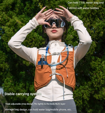 Orange Hydration Backpack for Trail Running, Marathon, and Cycling