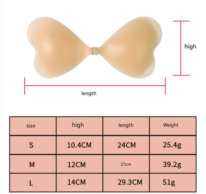 Size L [C/D cup] Two Pairs Brown Skin Colour Heart-Shaped Silicone Breast Sticker - Thin Invisible Push-Up for Small Chest Enhancement