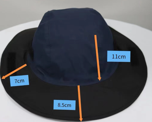 Navy Blue Autumn-Winter Waterproof Sun Hat with Fleece Lining and Wide Brim