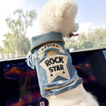 L Around 12kg Rock 'n' Roll Denim Chic Denim Pet Vest - Stylish Jean Jacket for Dogs & Cats - Spring, Summer & Autumn Fashion