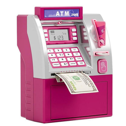 Kids ATM Savings Bank - Electronic Piggy Bank with Debit Card, PIN(Pink).