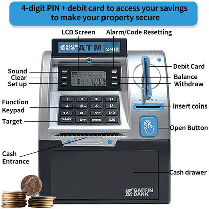 Kids ATM Savings Bank - Electronic Piggy Bank with Debit Card, PIN(Pink).