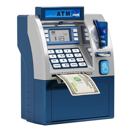 Kids ATM Savings Bank - Electronic Piggy Bank with Debit Card, PIN(Blue).
