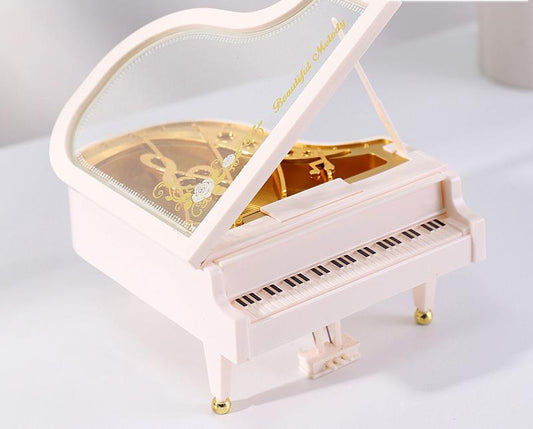 Classical Grand Piano Music Box with Dancing Ballerina(Regular version - white).