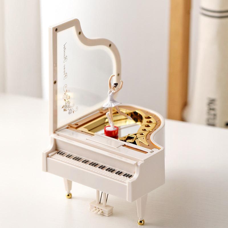 Classical Grand Piano Music Box with Dancing Ballerina(Dancing girl version - white).