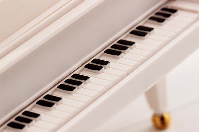 Classical Grand Piano Music Box with Dancing Ballerina(Dancing girl version - white).