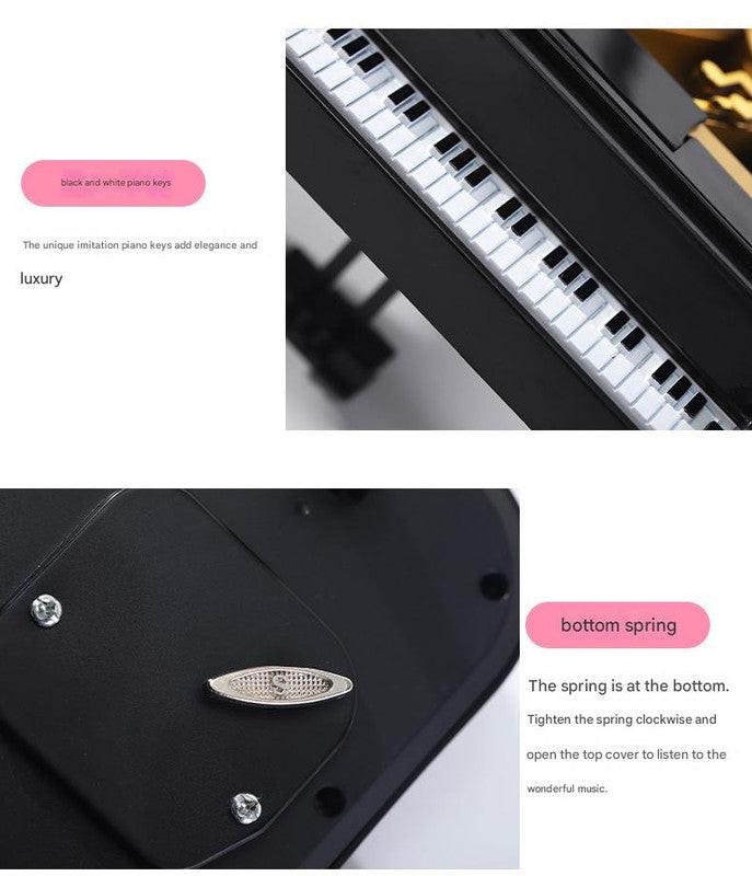 Classical Grand Piano Music Box with Dancing Ballerina(Dancing girl version - white).