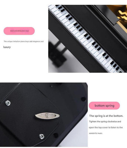 Classical Grand Piano Music Box with Dancing Ballerina(Dancing girl version - white).