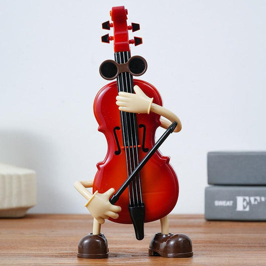 Dancing Musical Instrument Figurines - Wind-Up Guitar & Cello Toys with Moving Parts(Violin).