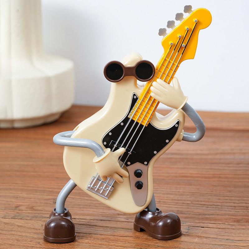Dancing Musical Instrument Figurines - Wind-Up Guitar & Cello Toys with Moving Parts(Guitar).