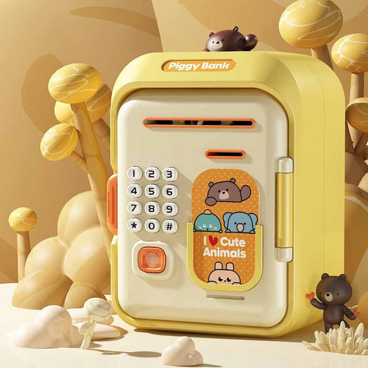 Interactive Kids' Piggy Bank Safe with Music, Stories & Password Lock(Yellow).