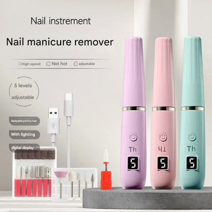 Portable Electric Nail Drill Machine Kit - 18000 RPM, 5-Speed, USB-C Rechargeable with LED Display(Green)