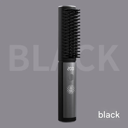 Cordless Hair Straightener Comb - 4 Temperature Settings, USB-C, PTC Heating(black)