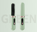 Cordless Hair Straightener Brush - 4000mAh USB-C Rechargeable, 4 Temps, Anti-Scald 3D Comb Design(Green)